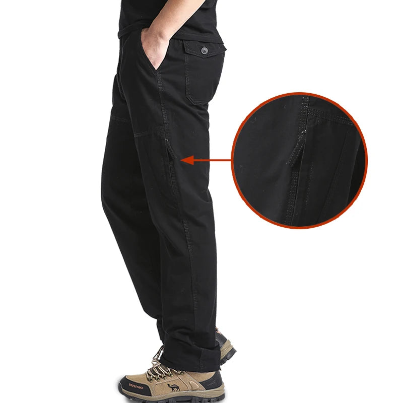 High Quality Men's Cotton Cargo Pants Casual Multiple Pocket Tacitcal Pants Spring Autumn Outdoor Camping Hiking Work Pants