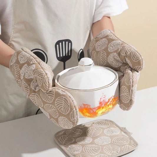 2 Pieces Thick Heat Resistant Gloves, Microwave Oven Gloves, Anti-scalding Printed Gloves Kitchen Baking Oven Gloves