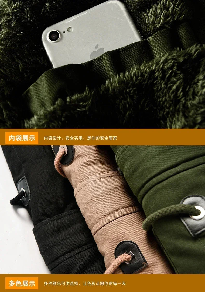 Camouflage Jacket Winter Hooded Velvet Thick Windproof Coat Men Warm Male's Medium-long Parkas New Mens Camo Parka Coat