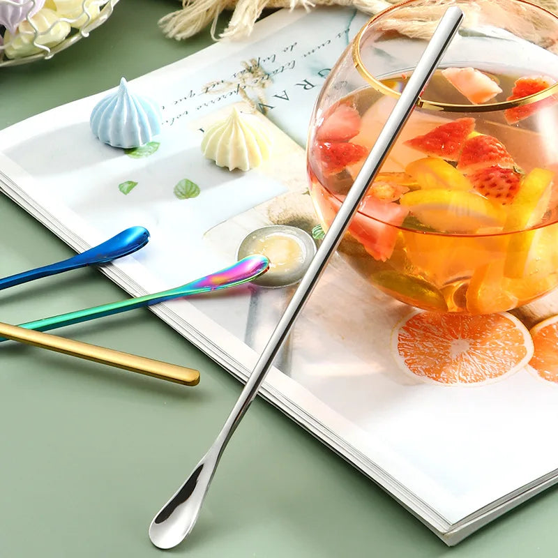 304 Stainless Steel Long Handle Stirring Spoon Coffee Tea Ice Spoon Bar Tableware Fashion Kitchen Tool Seasoning Mixing Dessert