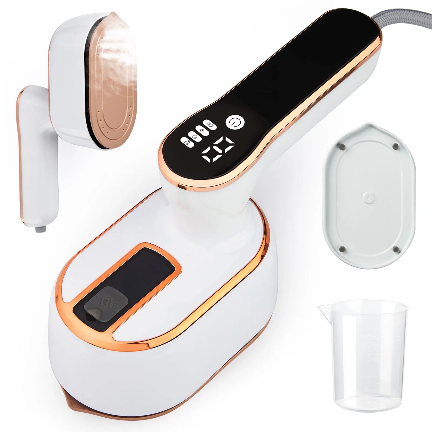 Handheld ironing machine (with steam brush), intelligent LCD electric rotary iron, portable mini iron for home and travel 6198-D