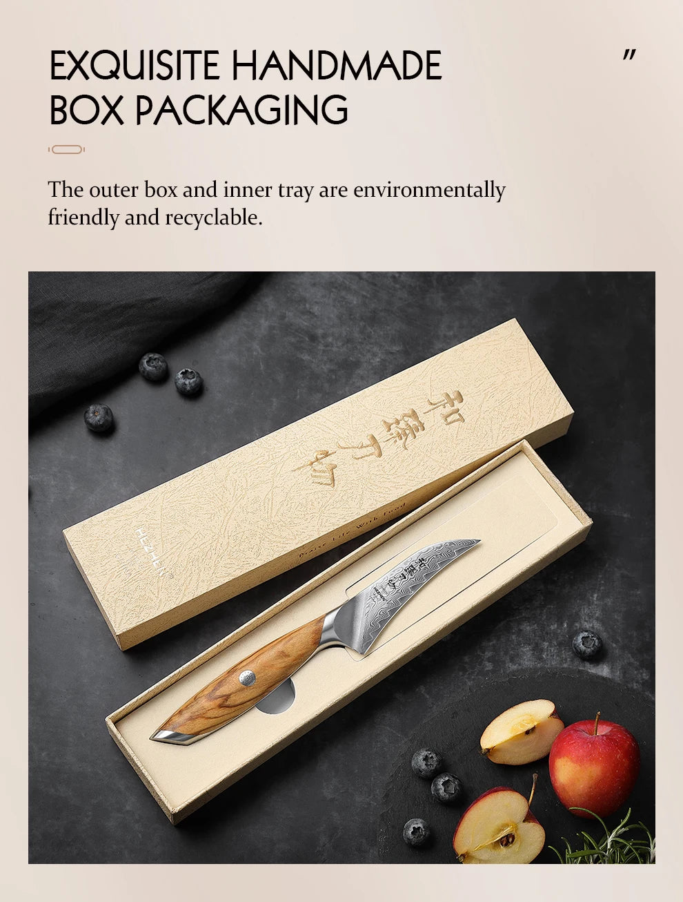 HEZHEN Flagship Series 4 Inch Paring Knife Japanese Style Kitchen Peeling Knife 73 Layer Damascus Powdered Steel Cutlery