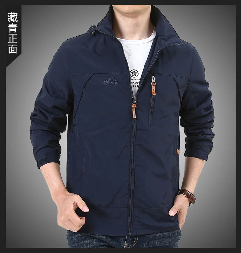 Men's Windbreaker Casual Men's Hooded Jacket Outdoor mountain Waterproof MA-1 Pilot Coat Men's Mountaineering Hunting Suit
