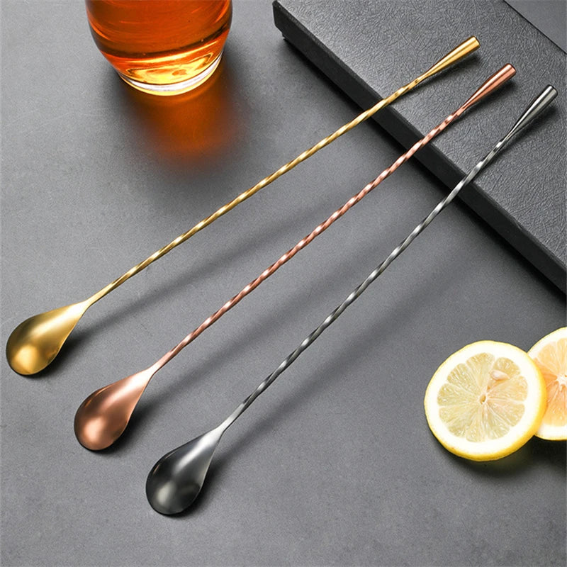 30/40/50cm Long Spiral Handle Cocktail Spoon Bartender Drink Shaker Muddler Stirrer Whisky Mixing Rod Kitchen Bar Utensils
