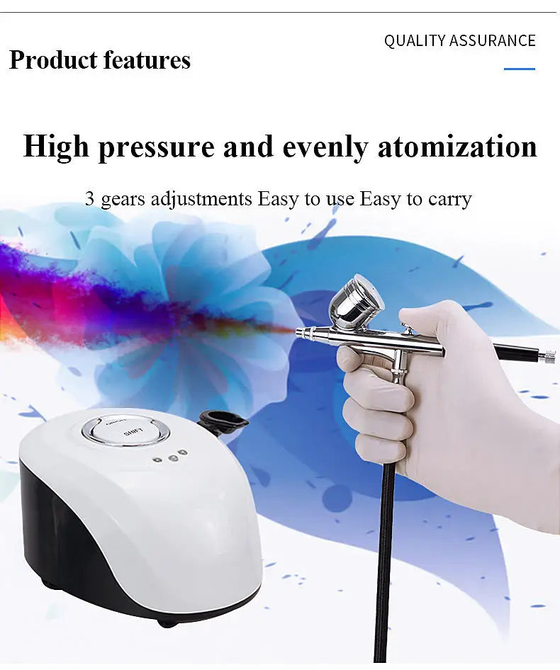 Water Injection Oxygen Machine Facial Steam Oxygen Injector Polite Compressor Set Paint Airbrush Nail Art Tattoo Nano Sprayer