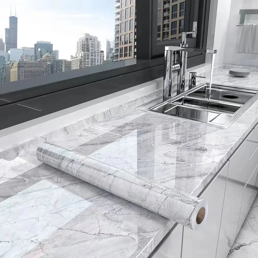 40cm Marble Kitchen Oil-Proof Film Stove Waterproof Moisture-Proof Self-Adhesive Wallpaper Countertop  Renovation Tile Stickers