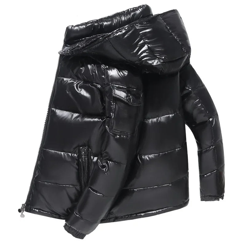 Man Jackets Shiny Buffer Bubble Thick Parka Short Winter Shiny Brand New Winter Fashion Clothing Hooded Male Quilted Padded Coat