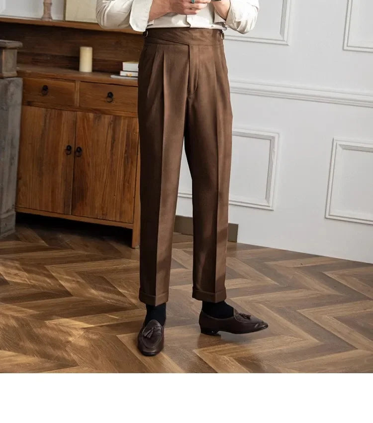 2023 Autumn/winter New Italian Style High-waisted Straight-leg Long Pants Casual Versatile Trousers For British Men