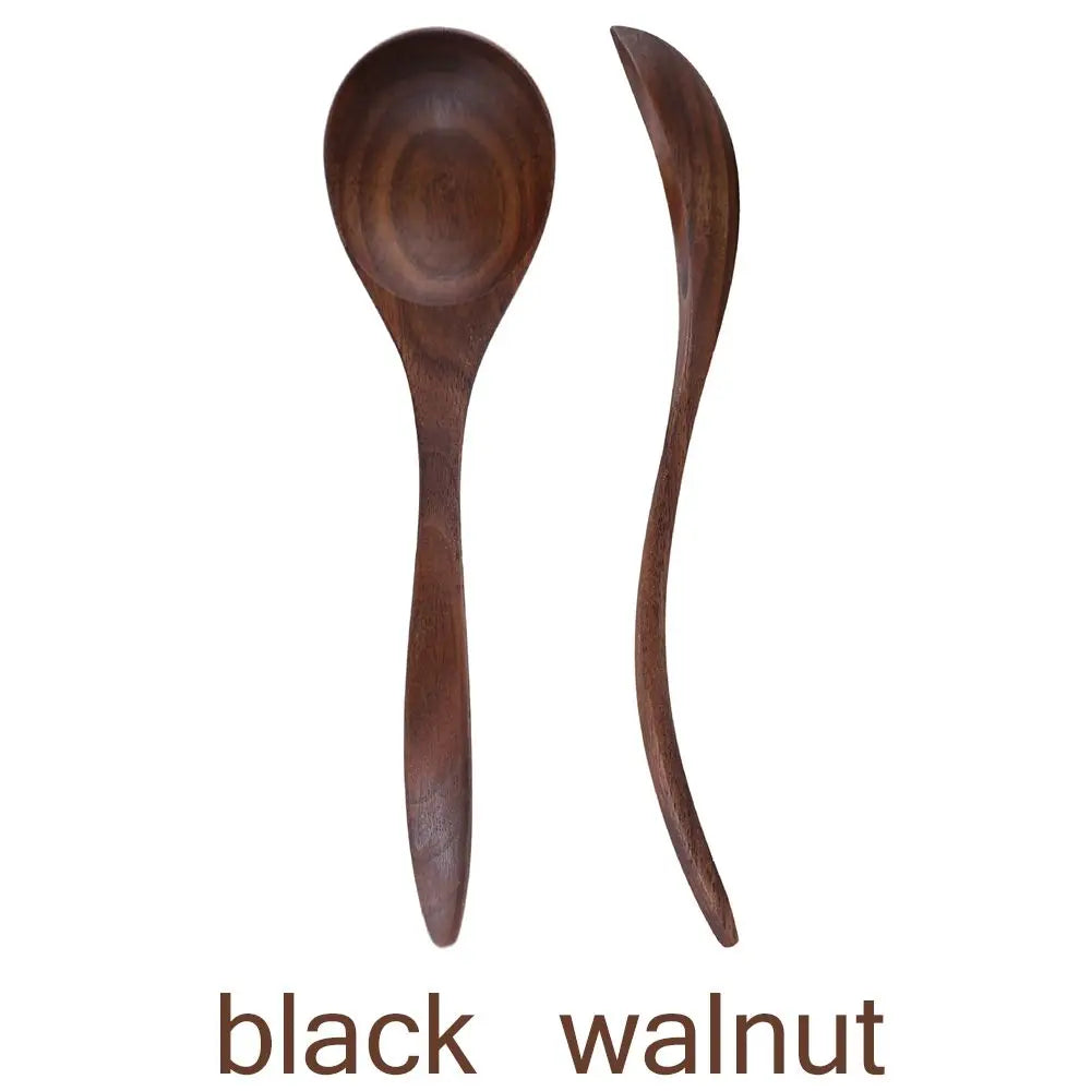 Coffee Dessert Catering Scoop Hand-made Wood Tableware Wooden Spoon Kitchen Tool Cooking Utensil Soup Spoon