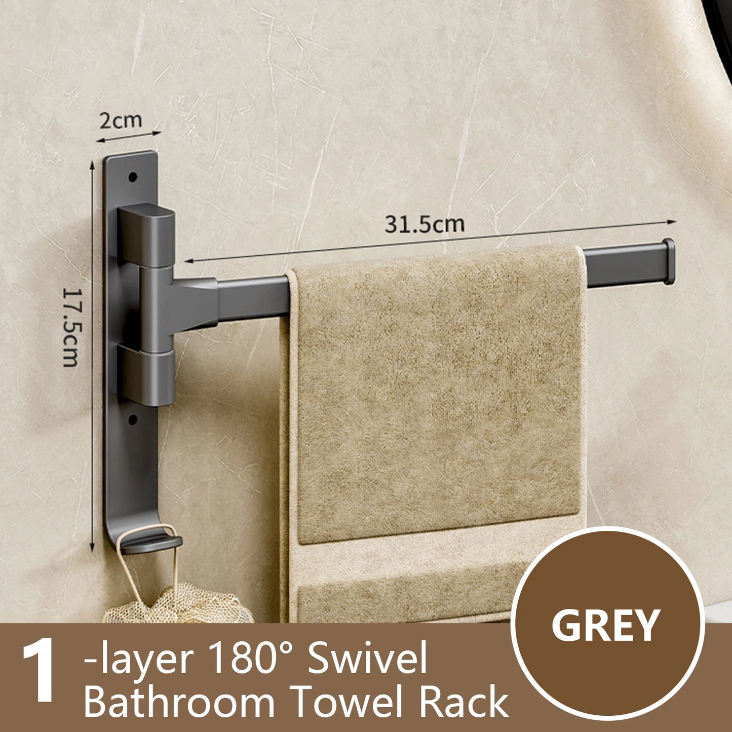 Bathroom Towel Rack Rotatable Towel Holder Space Aluminum 1/2/3/4/5-Bar Towel Hanger Kitchen Kitchen Hanging Wall Mounted