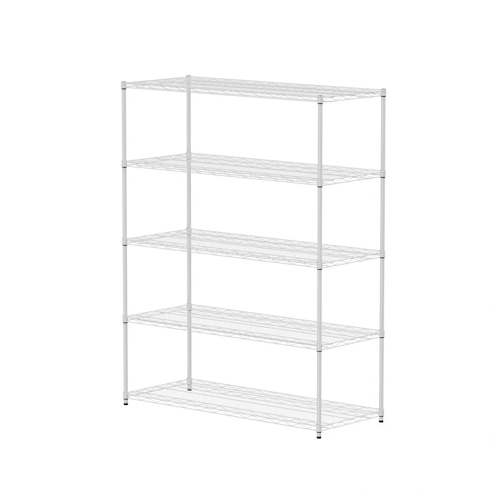 Warehouse supermarket kitchen other 5-layer heavy-duty adjustable shelves with wheels  adjustable feet  frame bearing 300 pounds