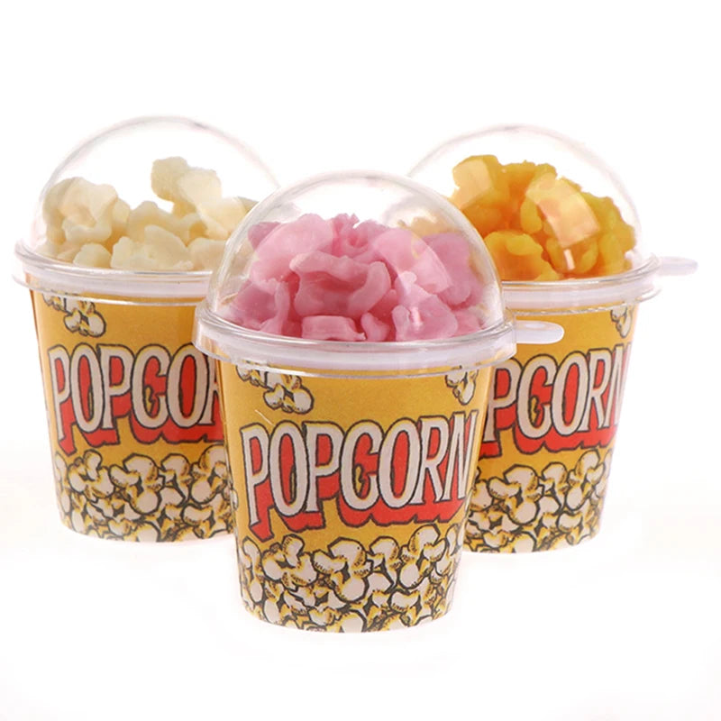 1/12 Scale Miniature Dollhouse Food Mini Popcorn Bucket for Doll House Kitchen Snack Shop Decor Kids Toys