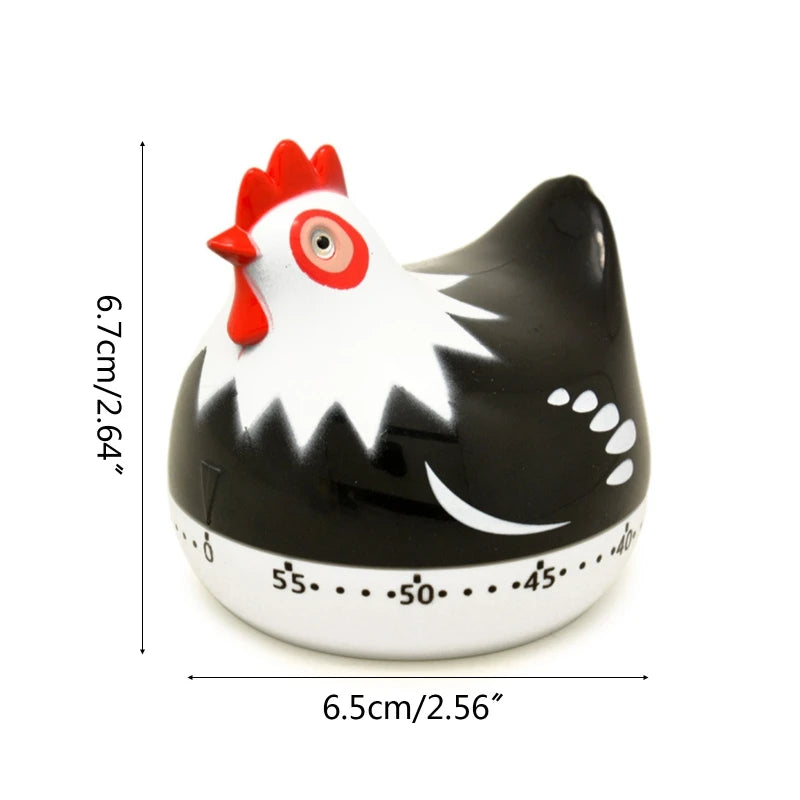 KX4B 55 Minutes Novelty Chicken Kitchen Timer Mechanical Rotating Alarm for Cooking Baking Countdown Clock