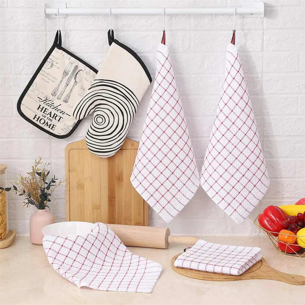 Homaxy 100% Cotton Kitchen Towel Soft Dishcloth Super Absorbent Kitchen Cloths Home Cleaning Scouring Towel Washing Dishes Cloth