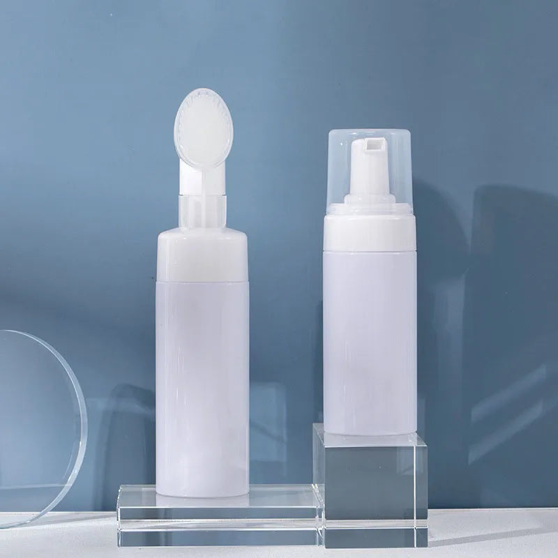 Soap Foaming Bottle Facial Cleanser Foam Maker Bottle with Silicone Clean Brush Portable Facewashing Mousse Foam Bottles