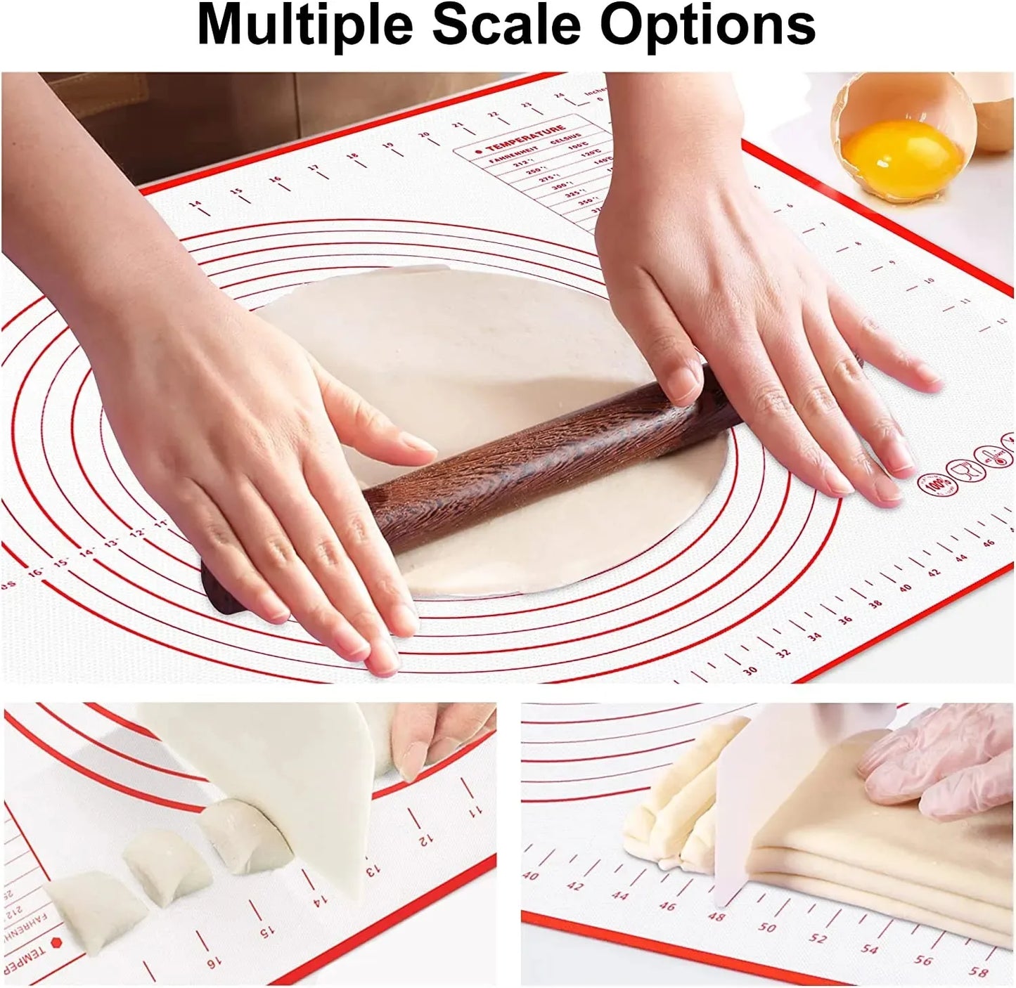 BUYYES 1PCS White And Red Kneading Mat Silicone Baking Mat Pizza Cake Dough Maker Kitchen Cooking Grill Gadget Baking Utensils