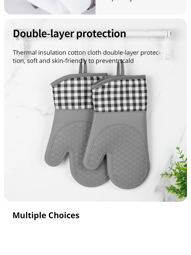 Single Oven Gloves Silicone Gloves High Temperature Resistant Anti-burn And Non-slip Kitchen Microwave Baking Dessert Tools