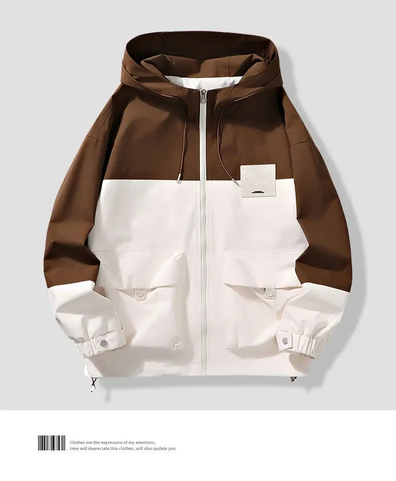 Autumn Men's Trendy Hooded Jacket Casual Versatile Fashion Top Cloth For Spring Autumn Seasons