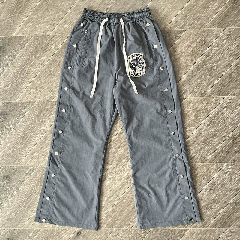 SAINT VANITY Embroidered Buckle Sports Sweatpants Jogger Men Women Drawstring Long Pants Trousers