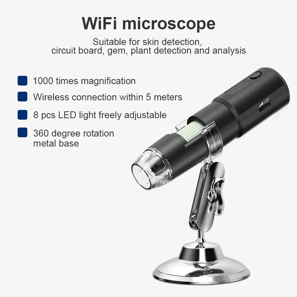 Digital Microscope WiFi Wireless Electron Dermatoscope Scalp Detection Pores Magnifier Facial Skin Analyzer Machine Professional