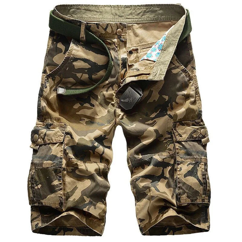 Military Men Camouflage Tactical Cargo Shorts Summer New Y2k Multiple Pockets Loose Big Size Outdoor Sports Knee Lenght Pants