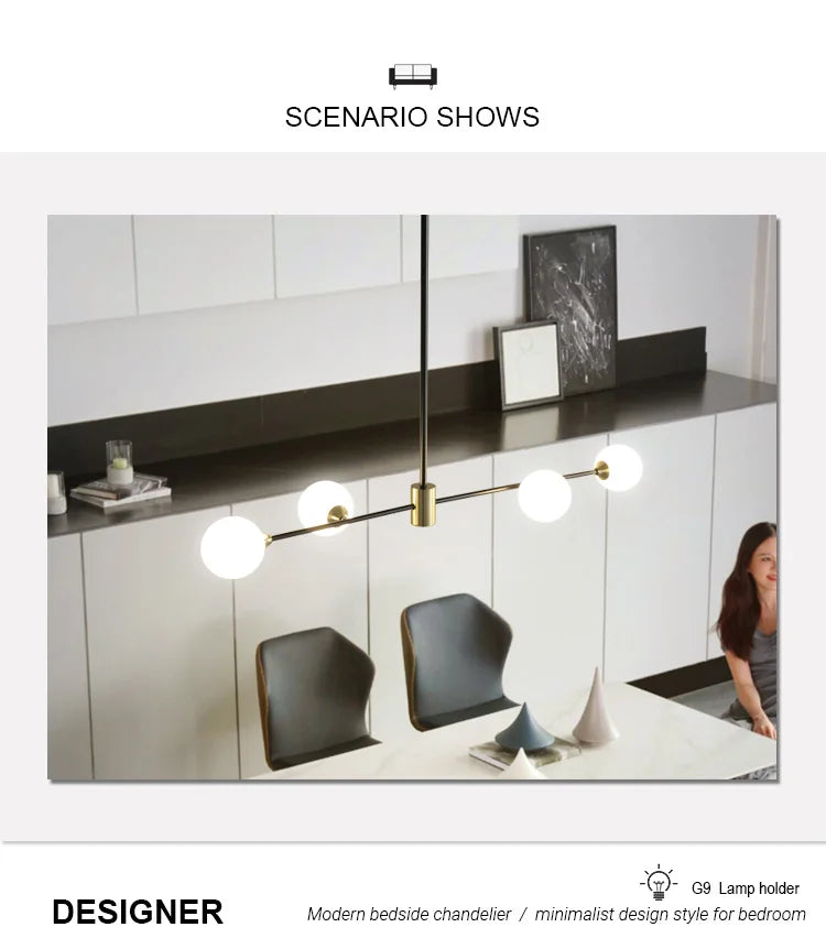 Modern Chandelier for lliving room Minimalist Glass Ball Pendant Lights Home Decoration Dining Room Kitchen Hanging Lamp Bedroom