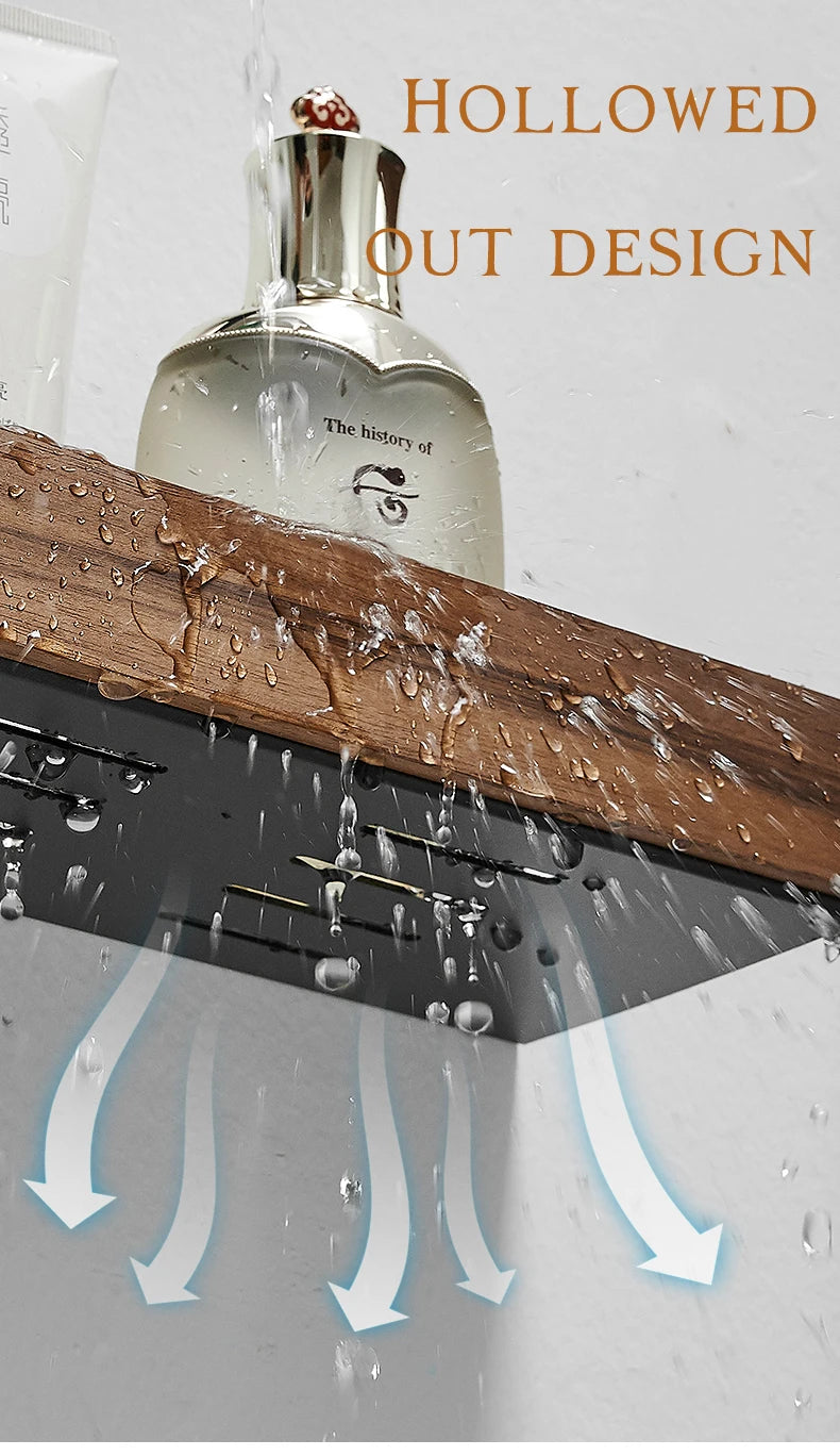 Bathroom Rack Wall-mounted Shower Room Toilet  Nordic style Shelf Cosmetic Storage kitchen Multi-purpose Shelf Solid Wood