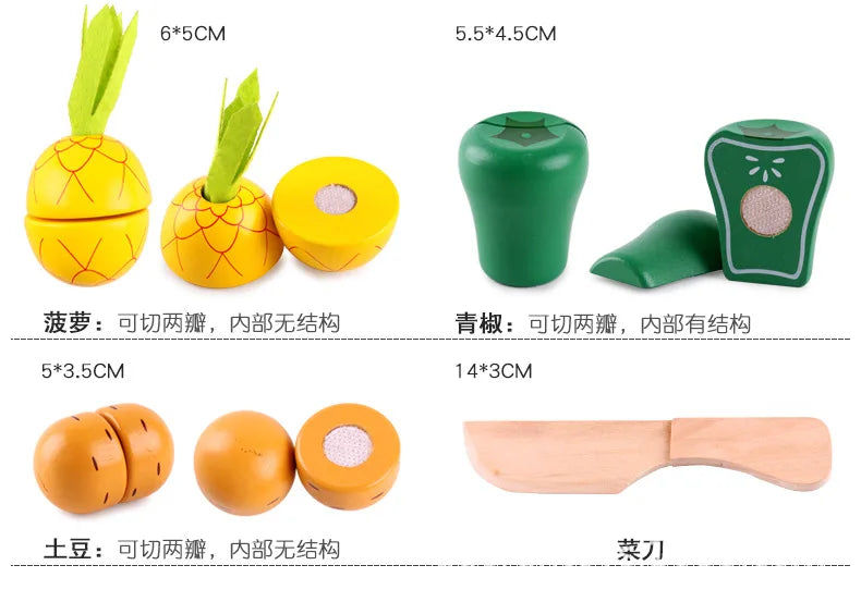 1Pcs Fruit Cutting Educational Toys Wooden Paste Stickers Vegetable Fruit Cutting Kitchen Toy Educational Toy For Children Gift