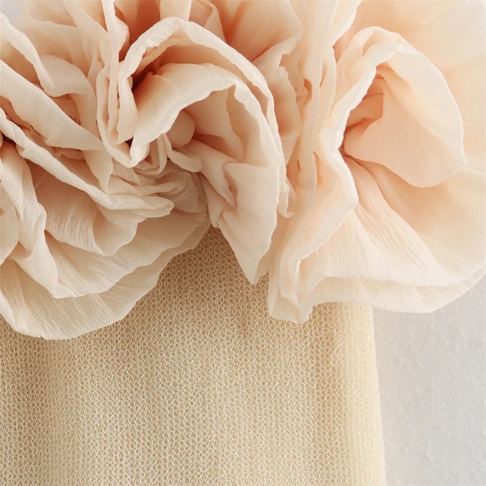 PB&ZA 2024 Spring New Women's Fashion Style Casual Loose Versatile Knitted Flower Bra Long Dress
