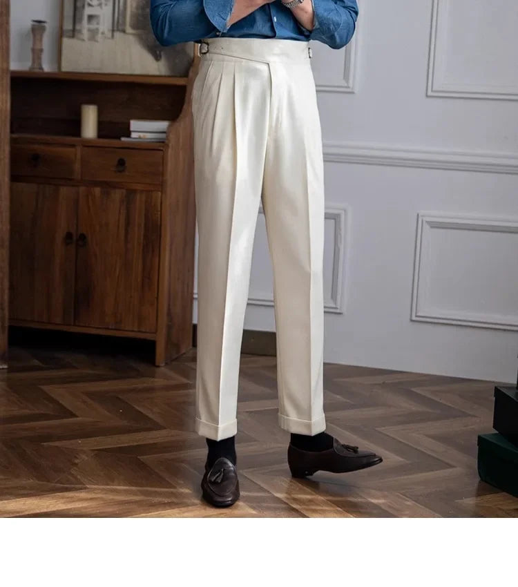 2023 Autumn/winter New Italian Style High-waisted Straight-leg Long Pants Casual Versatile Trousers For British Men