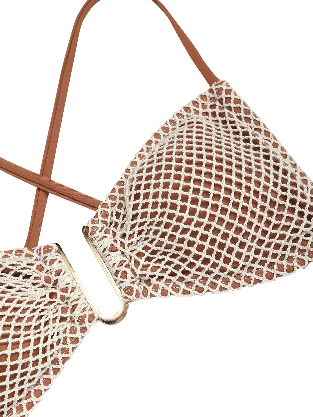 2024 Women's Swimsuit Two Piece Fishnet Bikinis Bikini Sets Solid Backless Tie Back Swimwear for Women Beachwear Bathing Suits