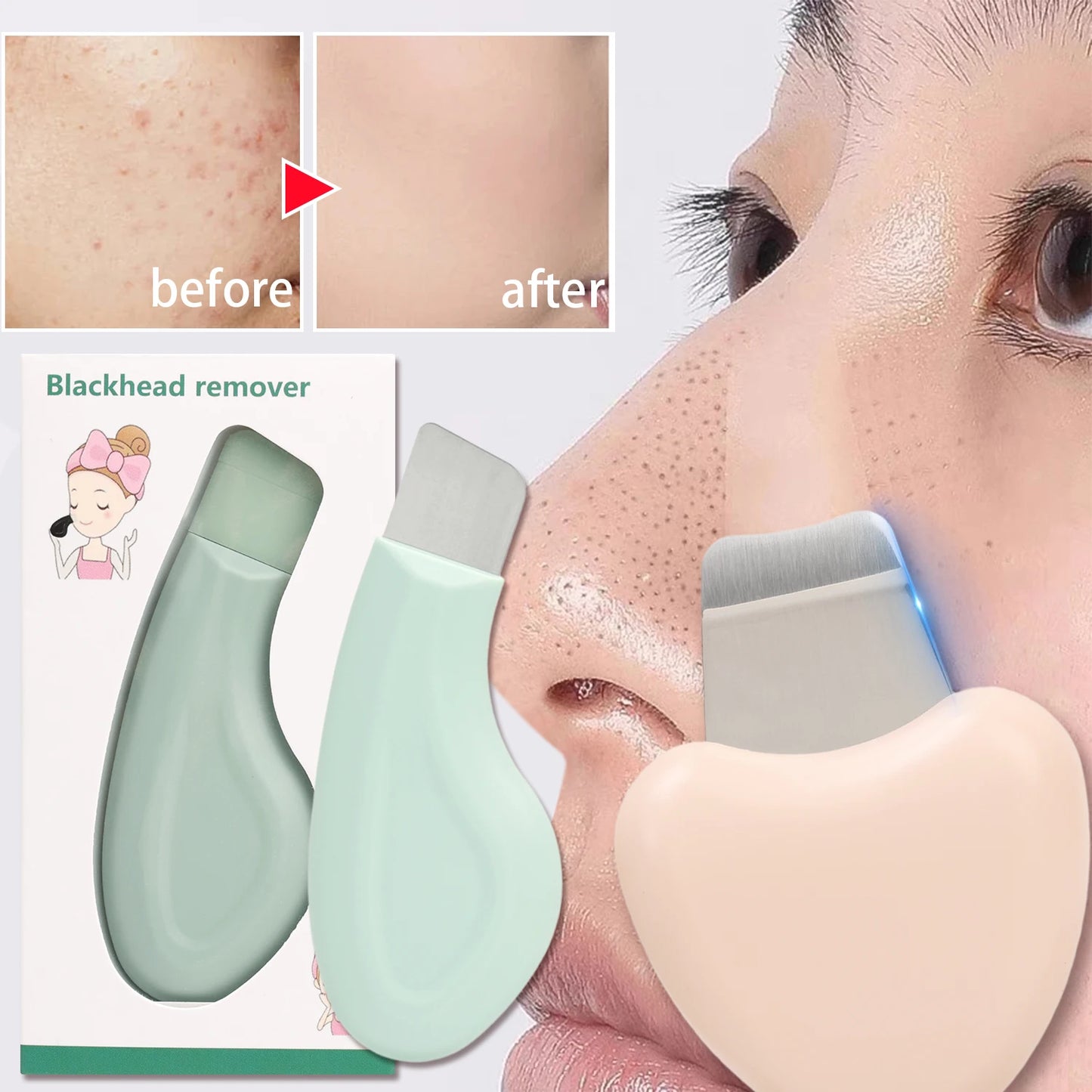 Mini Skin Scrubber Face Spatula Portable Facial Skin Exfoliator Scraper Blackhead Remover Pore Shovel Facial Deep Cleansing Tool