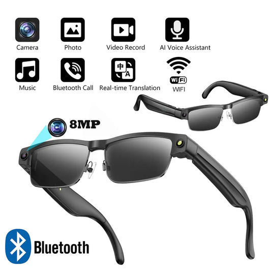 Smart AI Glasses With 8MP HD Camera Chat GPT Touch Sport Sunglasses Bluetooth Call Video Music Player Object Recognition