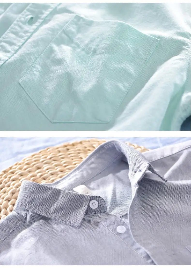 2024High-quality Men Solid Color Short-sleeve Shirts Made 100% Cotton, Suitable for Business  Casual Wear.M-3XL Loose Jacket