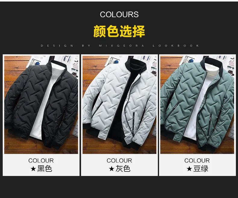 New Autumn Winter Jacket Men Cotton Padded Jacket Korean Fashion Streetwear Casual Jacket Men Stand Collar Coats Jackets 4XL 5XL