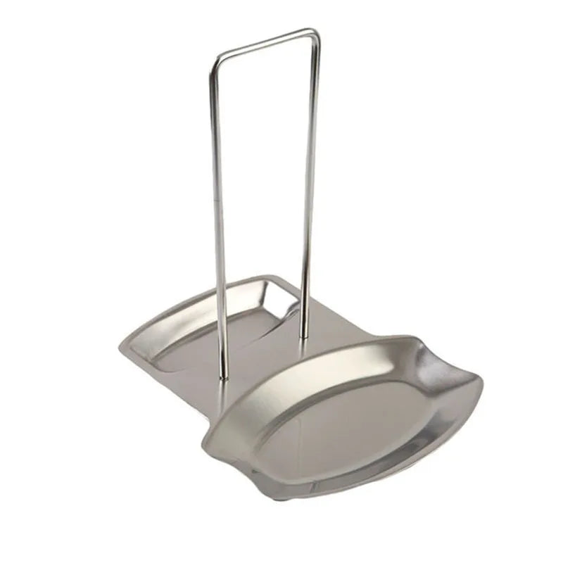 Stainless Steel Pan Pot Cover Stand Silver Color Soup Spoon Holder Drain Rack Stove Organizer Storage Kitchen Accessories