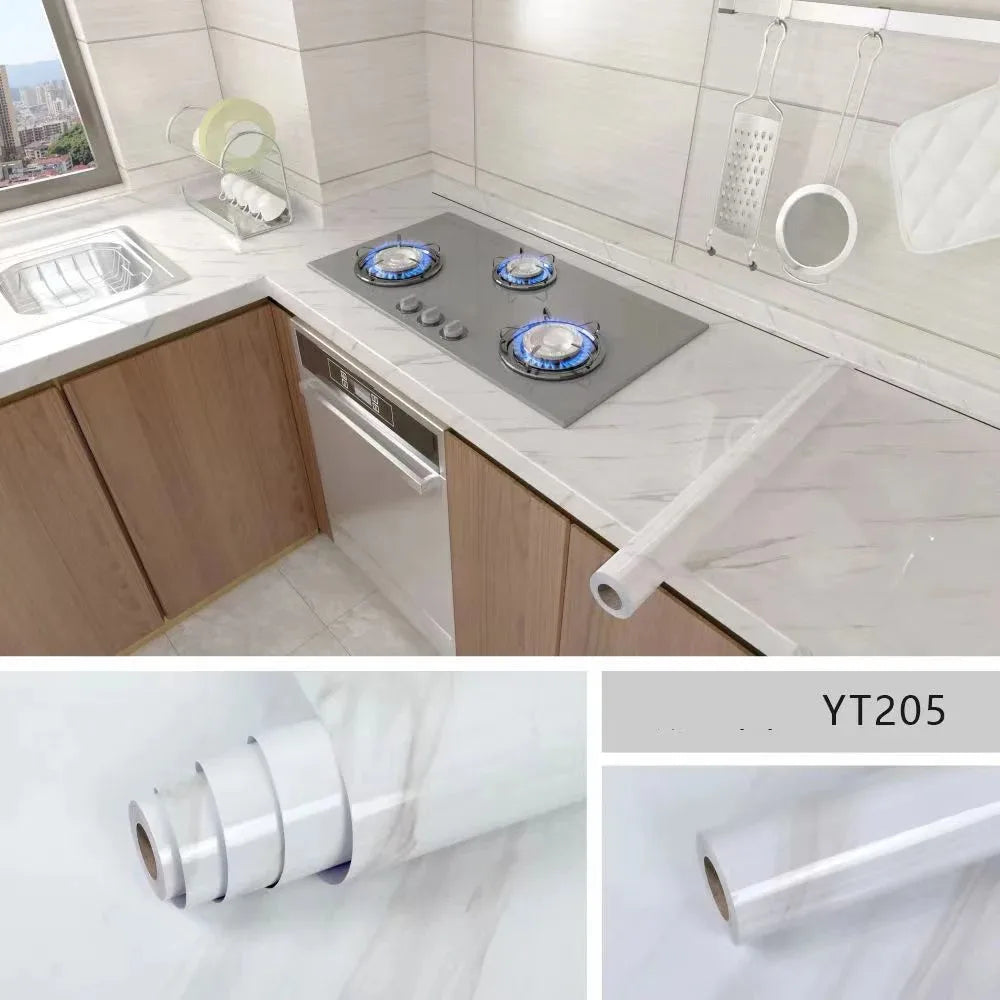 40cm Marble Kitchen Oil-Proof Film Stove Waterproof Moisture-Proof Self-Adhesive Wallpaper Countertop  Renovation Tile Stickers