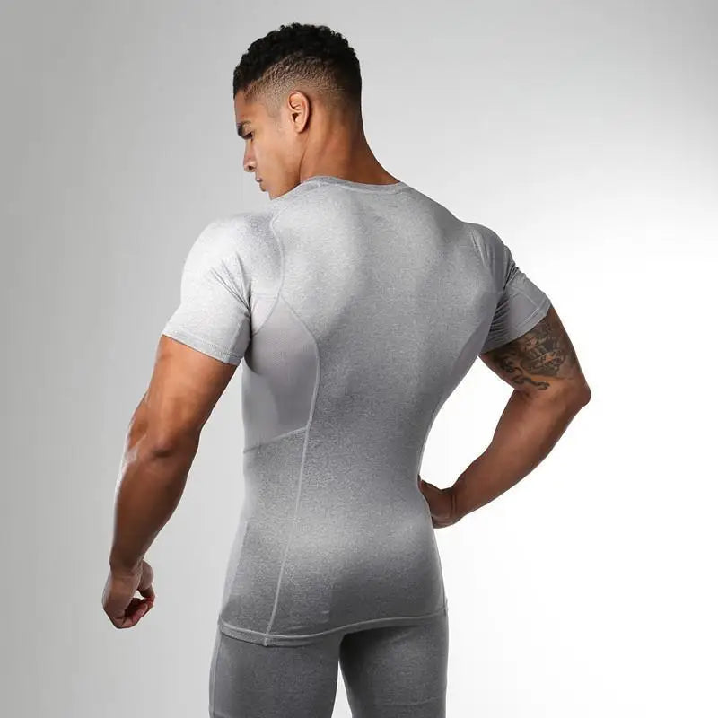 Summer Men's Quick Dry Compression T-Shirt Sport Running Short Sleeve Tees Gym Fitness Workout Bodybuilding Sweatshirt Clothes