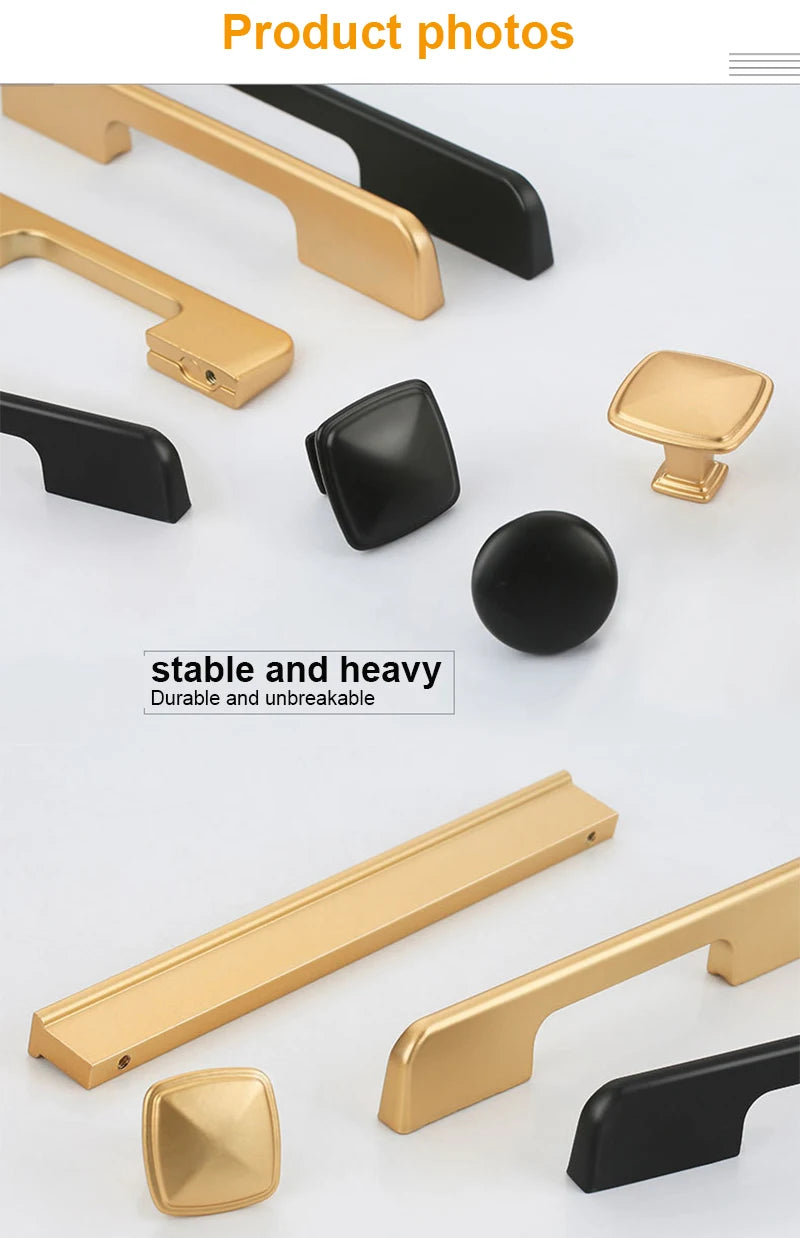 JUIDINTO 1pc Aluminium Cabinet Handle Pulls Black Handle 96-320mm Kitchen Drawer Handle for Furniture Wardrobe Closet