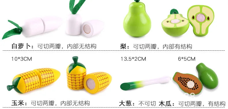 1Pcs Fruit Cutting Educational Toys Wooden Paste Stickers Vegetable Fruit Cutting Kitchen Toy Educational Toy For Children Gift
