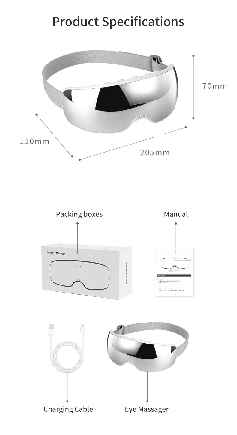 Eye Massager Acupoint Vibration Pulse Hot Compress Eye Care With Bluetooth Music Relieve Fatigue Visible Eye beauty instrument