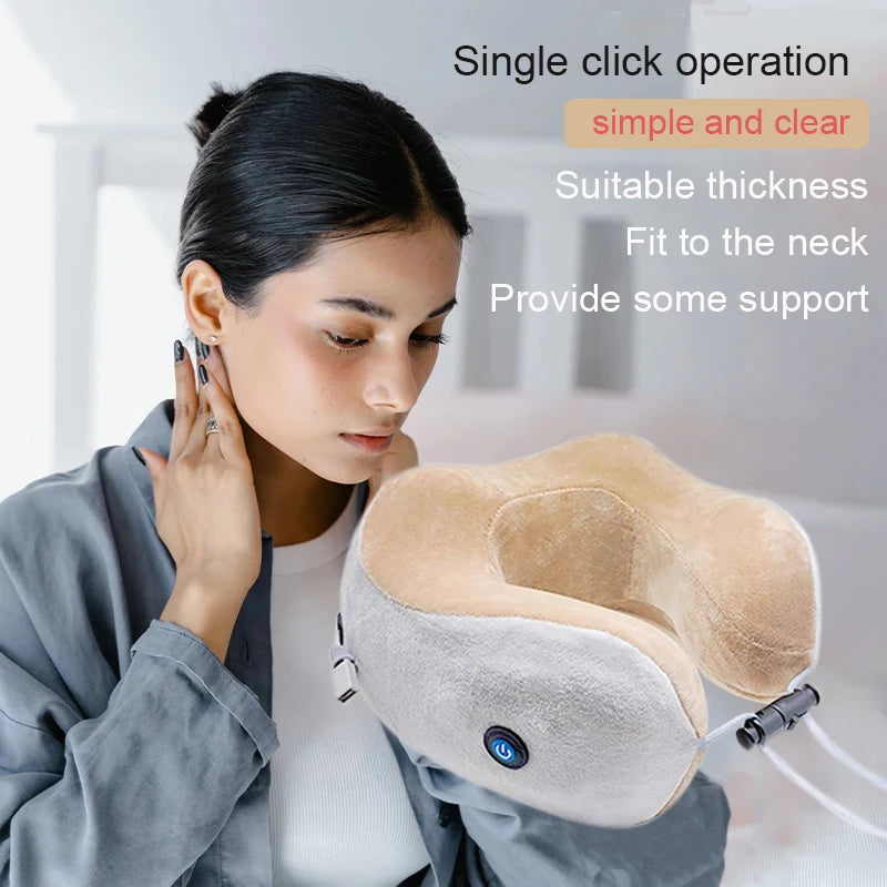 Portable U-shaped Neck Massager Electric Neck and Shoulder Vibration Massage Single Button Operation Suitable for Travel Work