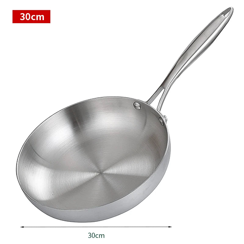 304 Stainless Steel Frying Pan, NonStick Pan Fried Steak Pot  Uncoated Kitchen Cookware For Gas Stove and Induction Cooker