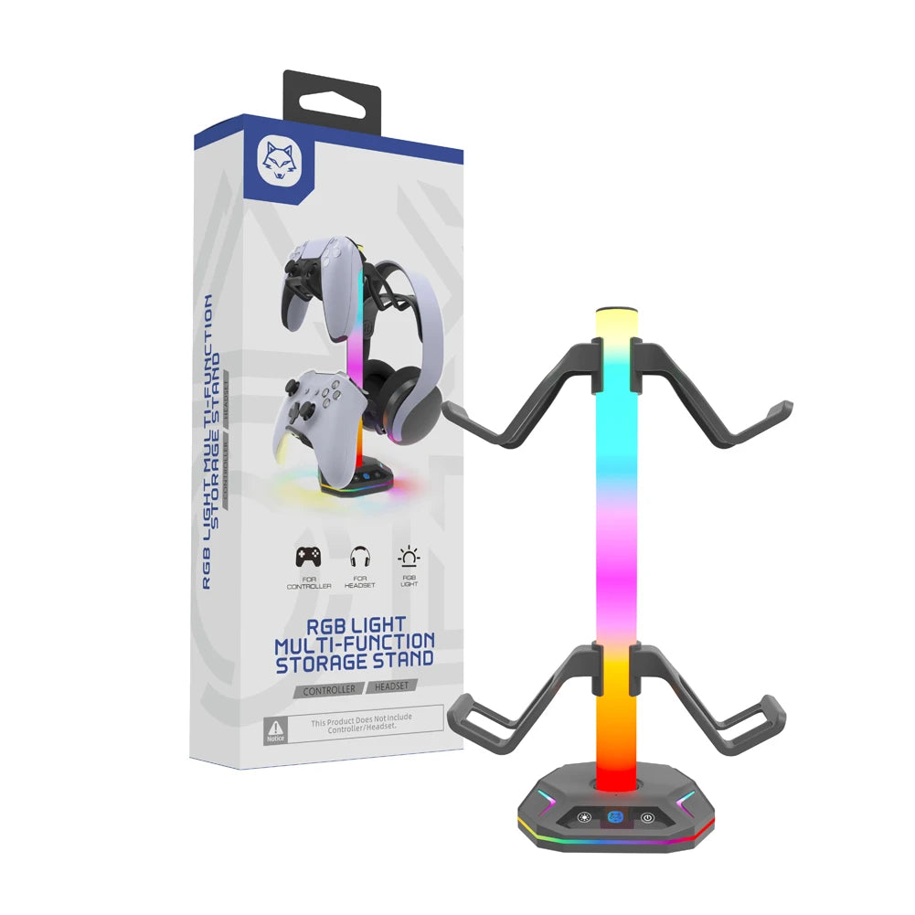 RGB Controller Stand For PS5/XBOX ,9 Light Modes Headphone Holder for Desk Headphone Stand & Detachable Controller Hook