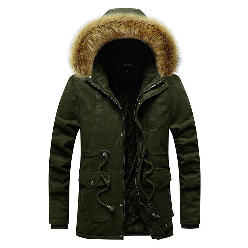 Camouflage Jacket Winter Hooded Velvet Thick Windproof Coat Men Warm Male's Medium-long Parkas New Mens Camo Parka Coat