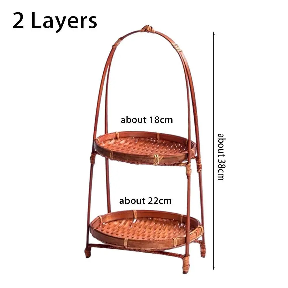 Bamboo Fruit Basket Standing Trays Serving Trays Woven Fruit Basket Bread Basket for Kitchen Dining Room Restaurant Picnics Desk