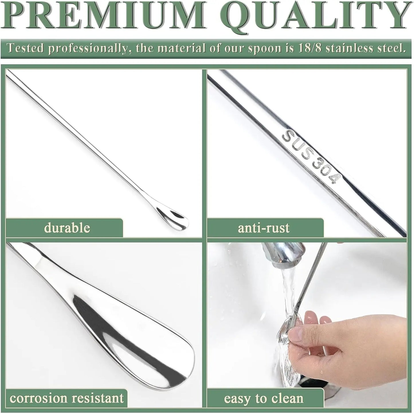 304 Stainless Steel Long Handle Stirring Spoon Coffee Tea Ice Spoon Bar Tableware Fashion Kitchen Tool Seasoning Mixing Dessert