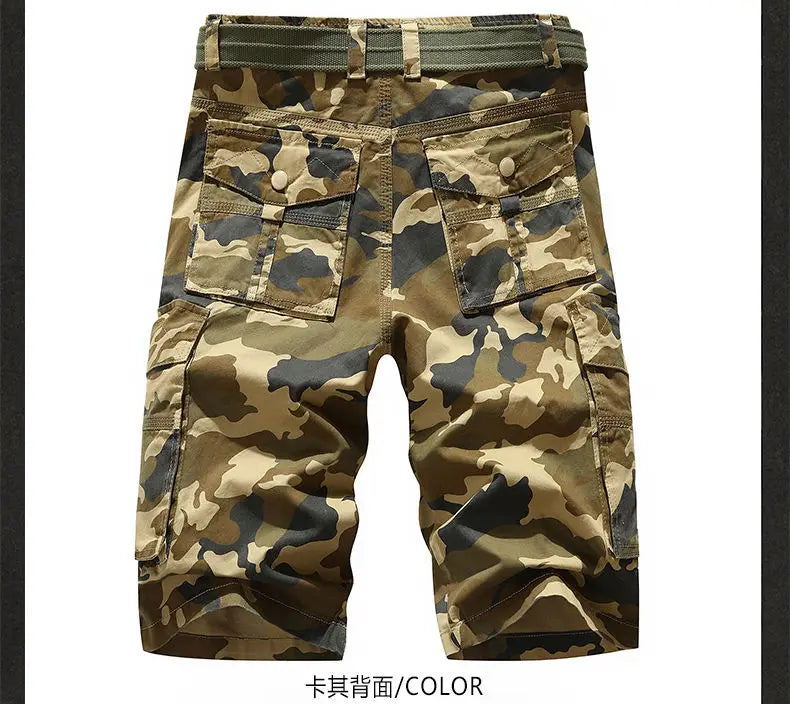 Military Men Camouflage Tactical Cargo Shorts Summer New Y2k Multiple Pockets Loose Big Size Outdoor Sports Knee Lenght Pants