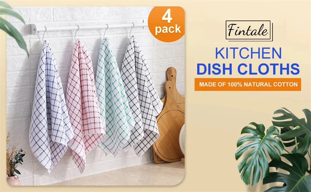 Homaxy 100% Cotton Kitchen Towel Soft Dishcloth Super Absorbent Kitchen Cloths Home Cleaning Scouring Towel Washing Dishes Cloth