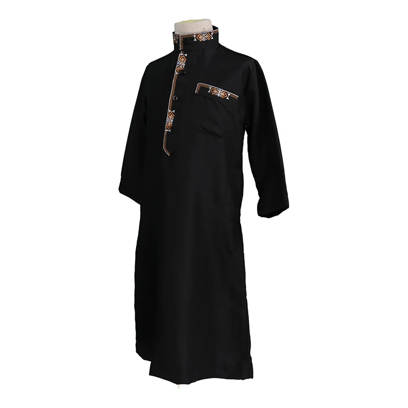 Ramadan Eid Muslim Kids Embroidery Robe Jubba Thobe Islamic Arab Boys Kaftan Children Abaya Traditional Clothes Turkey